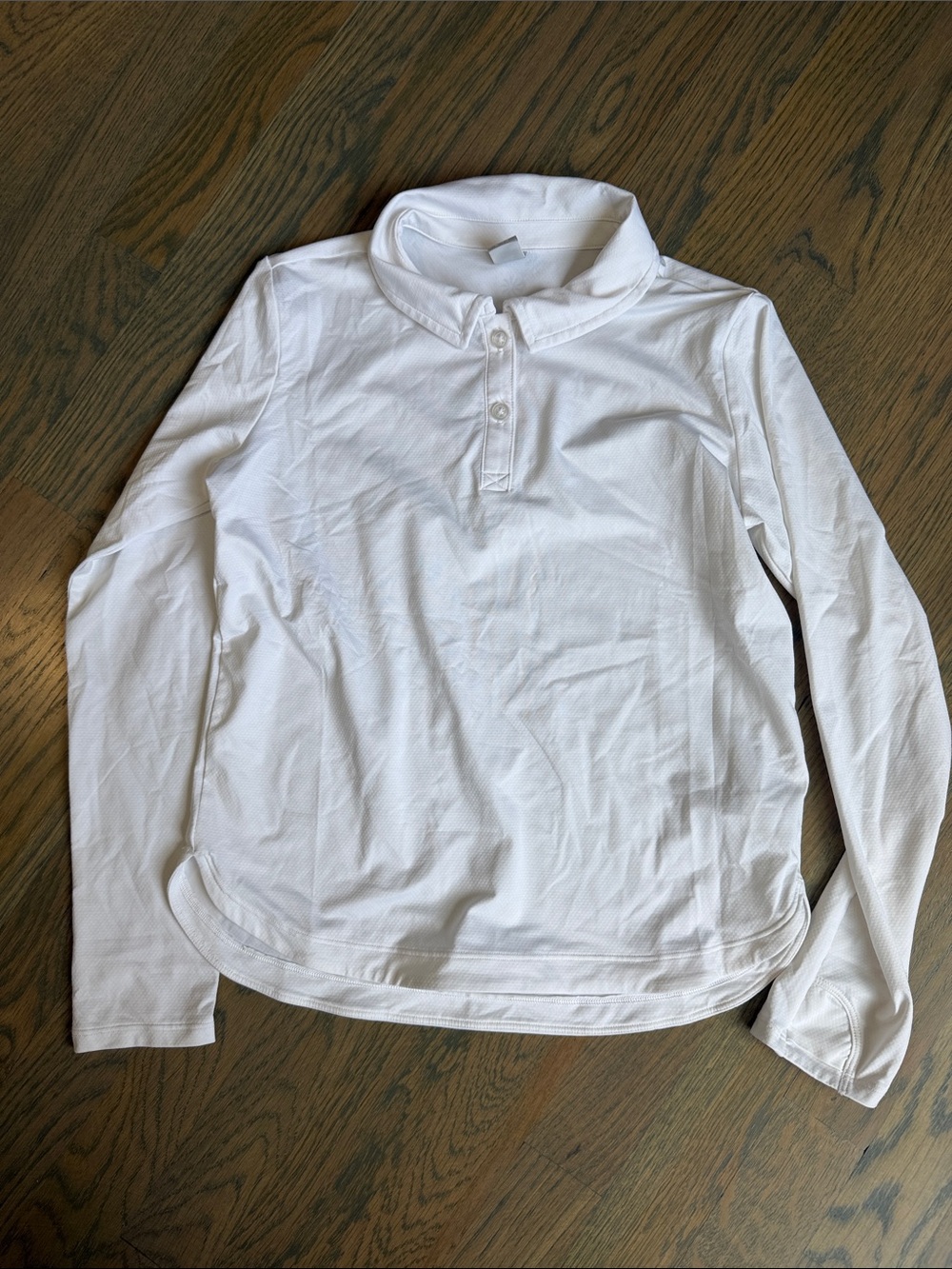 Athleta White Long Sleeve Polo Top